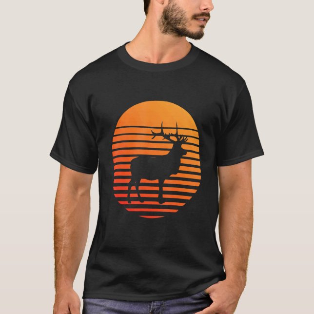 Elk Shadow Silhouette framför Sol T Shirt (Framsida)