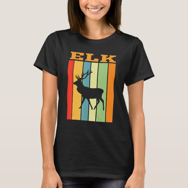 Elk Shadow Silhouette i Retro Färg T Shirt (Framsida)