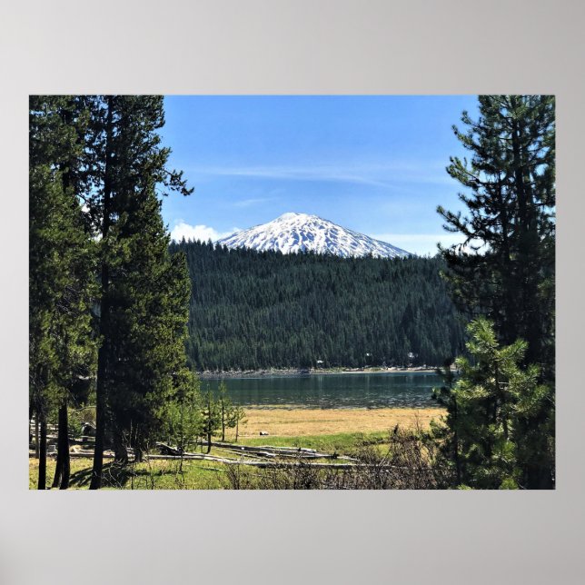 Elk Sjö med Mount Bachelor, ELLER Poster (Framsidan)