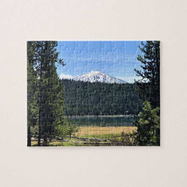 Elk Sjö med Mount Bachelor, ELLER Pussel (Horisontell)