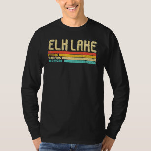 Elk Sjö Michigan Retro Vintage Funny Fiskekampa T Shirt