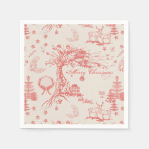Elk Skogen Fransk Toile in Coral w/ Personalizatio Pappersservett