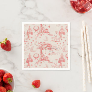 Elk Skogen Fransk Toile in Red med anpassning Pappersservett