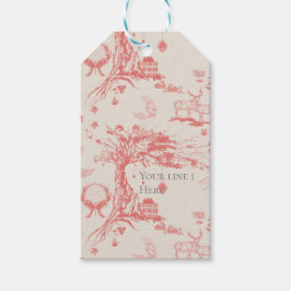 Elk Skogen Fransk Toile in Red med anpassning Presentetikett