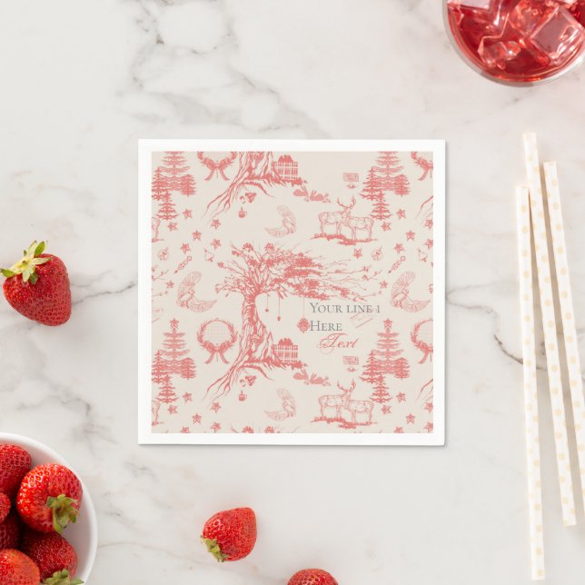 Elk Skogen Fransk Toile in Red Pappersservett (Insitu)