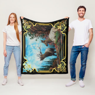 Elk, tjur och ko i Montana Forest Fleece Blanket