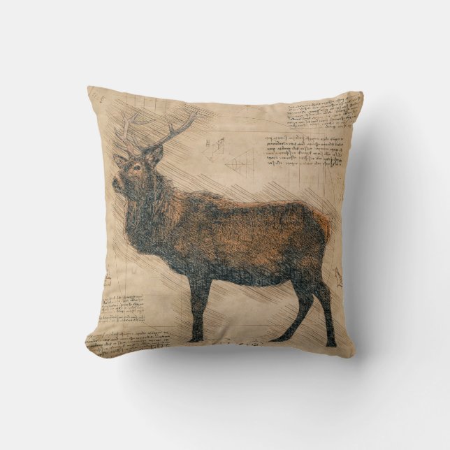 Elk Vintage DaVinci Stil Kudde (Framsida)