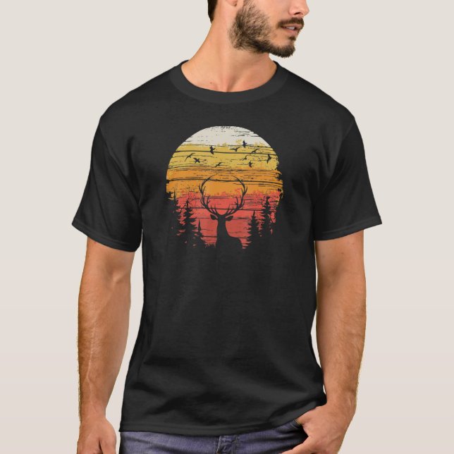 Elk Wapiti i Skogen bergens Vild som jagar Cam T Shirt (Framsida)