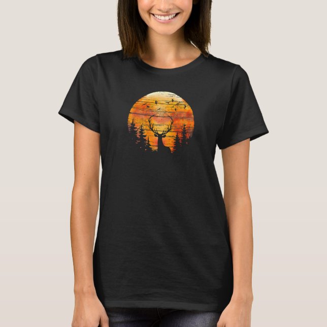 Elk Wapiti i Skogen bergens Vild som jagar Cam T Shirt (Framsida)