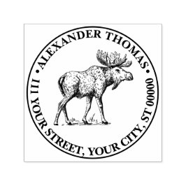 Elk Wapiti Vintage Teckning Namn Returadress Självfärgande Stämpel
