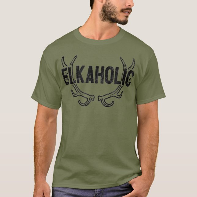 Elkahol Funny Elk Hunting Hunter T Shirt (Framsida)