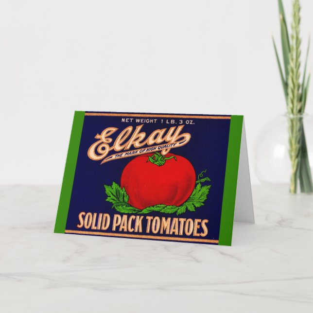 Elkay Solid Pack Tomates kan märka på 1930-talet Kort (Framsida)