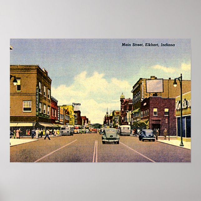 Elkhart, Indiana Main Street Poster (Framsidan)