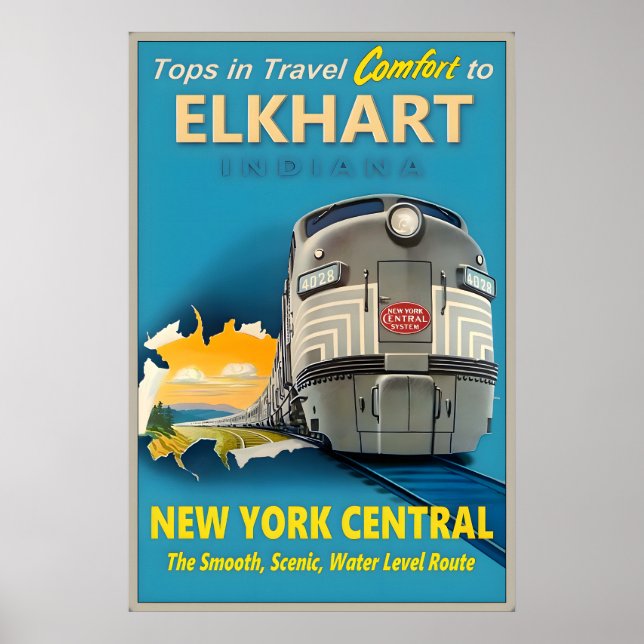 Elkhart Indiana New York Central Railroad Topp i Poster (Framsidan)