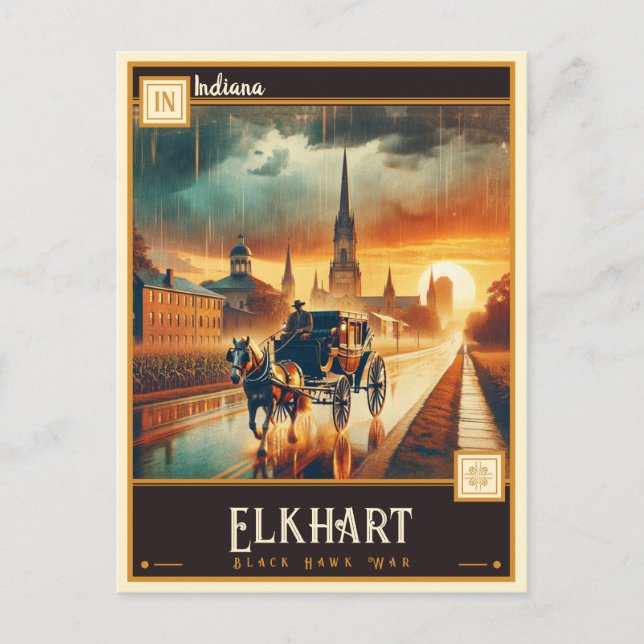 Elkhart, Indiana  | Vintage Vykort (Framsida)