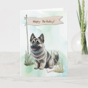 Elkhound-Hund utomhus under födelsedagstecken Kort