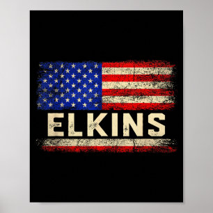 Elkins Efternamn Tröja Elkins Namn Amerikansk Flag Poster