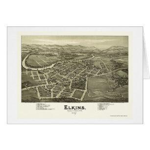 Elkins panorama- karta för WV - 1897 Hälsningskort
