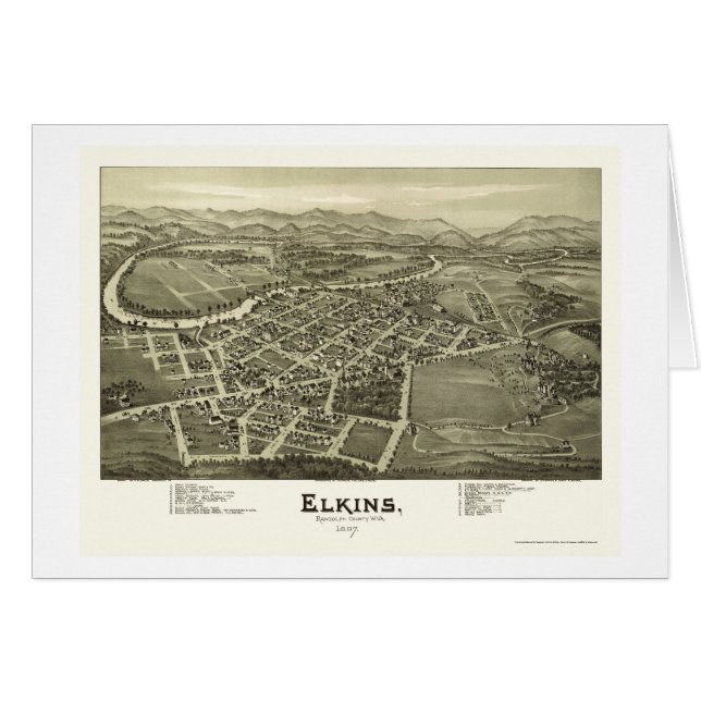 Elkins panorama- karta för WV - 1897 Hälsningskort (Framsidan Horizontal)