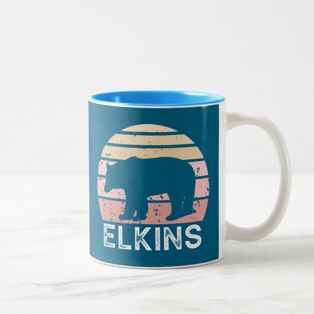 Elkins West Virginia Retro Björn Två-Tonad Mugg (Höger)