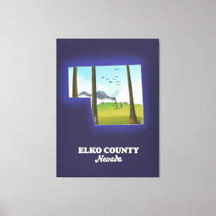 Elko County Nevada karta Canvastryck