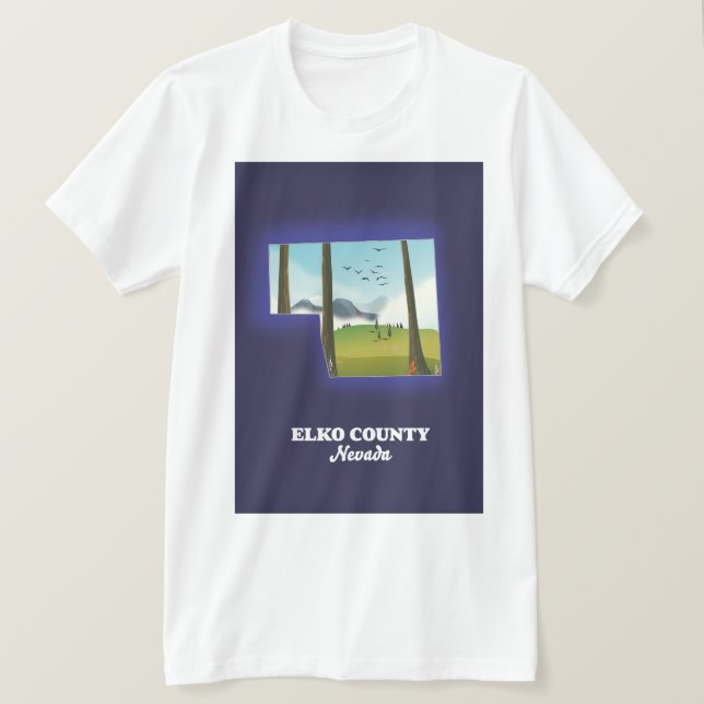 Elko County Nevada karta T Shirt (Design framsida)
