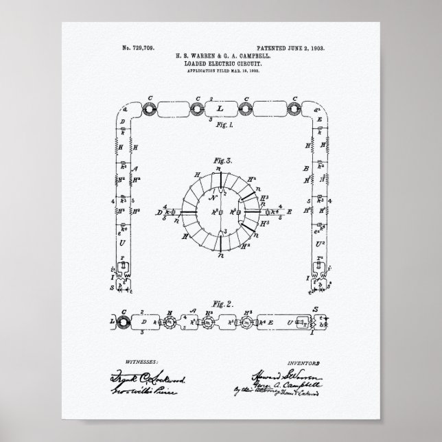 Elkrets 1903 Patent Art White Papper Poster (Framsidan)