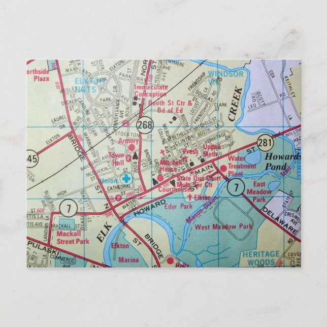 ELKTON, MD Vintage Karta vykort (Framsida)