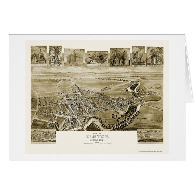 Elkton panorama- karta för MD - 1907 Hälsningskort (Framsidan Horizontal)