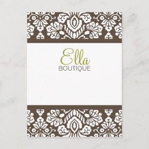 Ella Brown Damask Chic Postcard Lodrät Vykort
