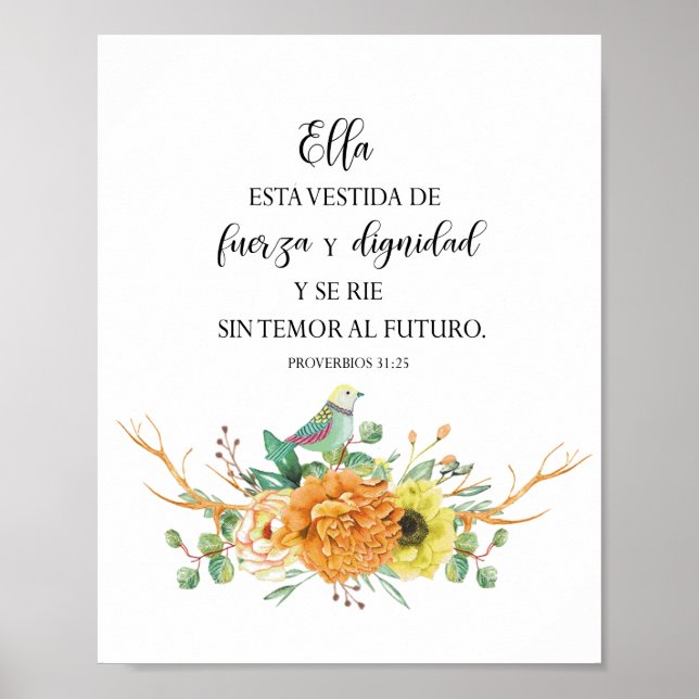 Ella esta vestida de fuerza y dignidad Póster Poster (Framsidan)