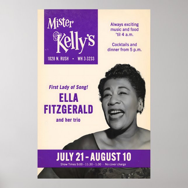 Ella Fitzgerald jazzaffisch - Live at Mister Poster (Framsidan)