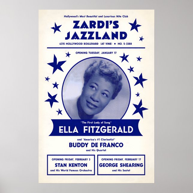 Ella Fitzgerald jazzaffisch - Zardi's Jazzland Poster (Framsidan)