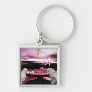Ella Keychain Fyrkantig Silverfärgad Nyckelring