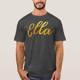 Ella Namn Hand Lettering i Faux Guld Brev T Shirt