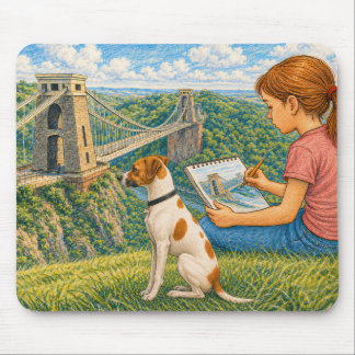 Ella och Bella skissar Clifton Suspension Bridge Musmatta