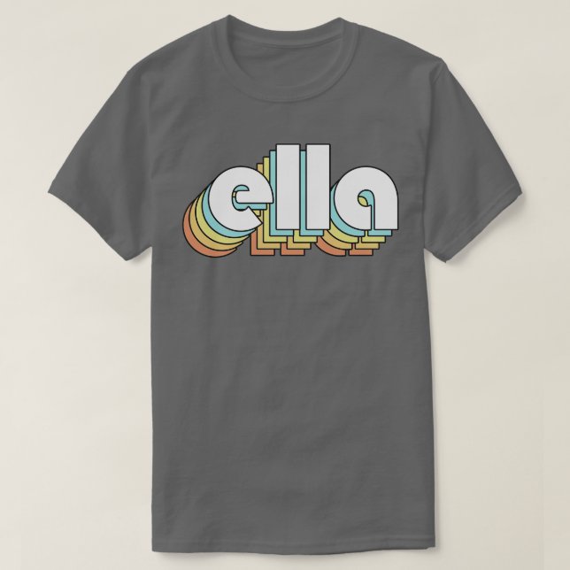 Ella Retro Rainbow Typography Faded Stil T Shirt (Design framsida)