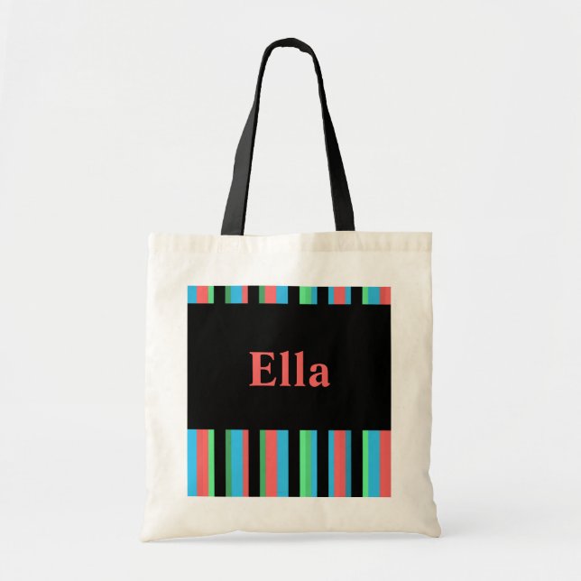 Ella Söt Stried Tote Bag Tygkasse (Framsidan)