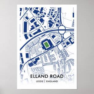 Elland Road Stadium Karta - Home of Leeds United F Poster