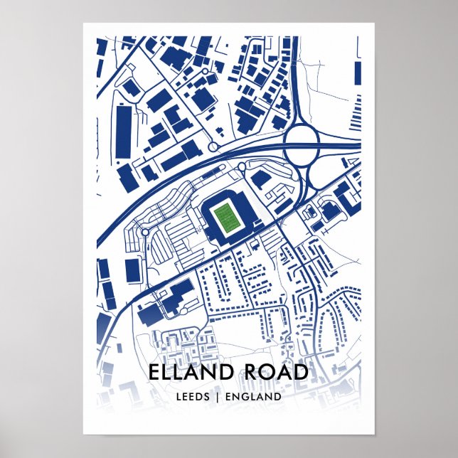 Elland Road Stadium Karta - Home of Leeds United F Poster (Framsidan)