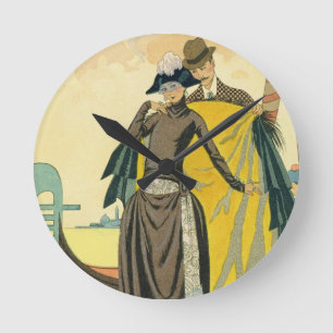 Elle et Lui, 1921 (pochoirtrycket) Rund Klocka