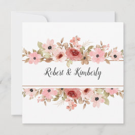 ELLE Rosa Flower Elegant bröllop Inbjudningar