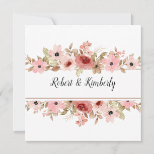 ELLE Rosa Flower Elegant bröllop Inbjudningar