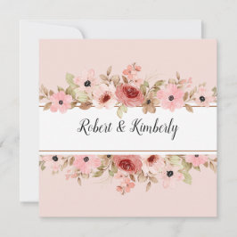 ELLE Rosa Flower Elegant bröllop Inbjudningar