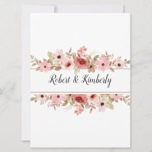 ELLE Rosa Flower Elegant bröllop Inbjudningar