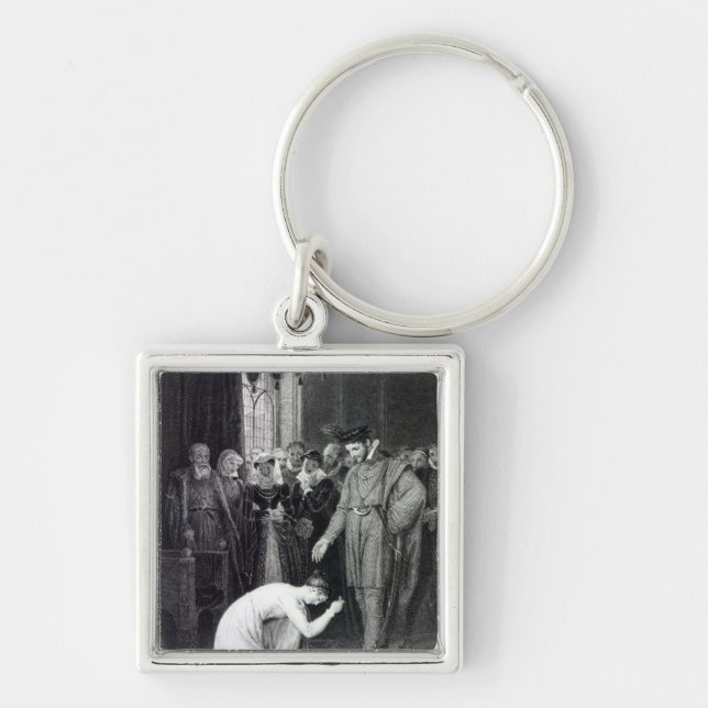Ellen Douglas visning ringen Fyrkantig Silverfärgad Nyckelring (Framsidan)