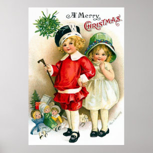 Ellen H. Clapsaddle: Boy and Girl med Leksak Poster