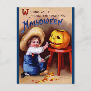 Ellen H. Clapsaddle: Boy with Jack O'Lantern Vykort