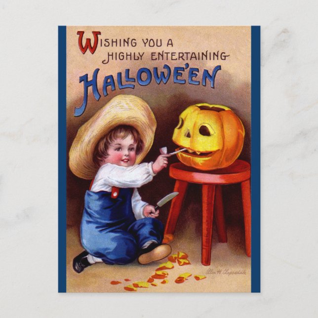 Ellen H. Clapsaddle: Boy with Jack O'Lantern Vykort (Framsida)