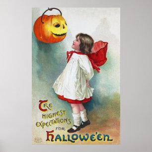Ellen H. Clapsaddle: Flicka med jacken O'Lantern Poster